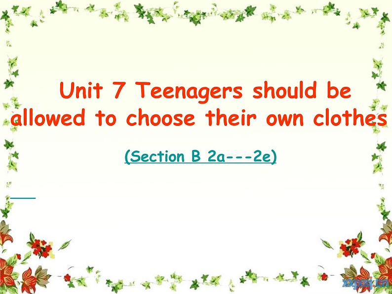 Unit 7  Teenagers should be allowed to choose their own clothes(Section B 2a---2e)课件（14张PPT））01