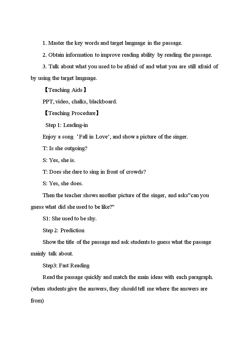 赵伟敬 英语 Unit4 I used to be afraid of the dark. Section A 3A(教学设计）第2页