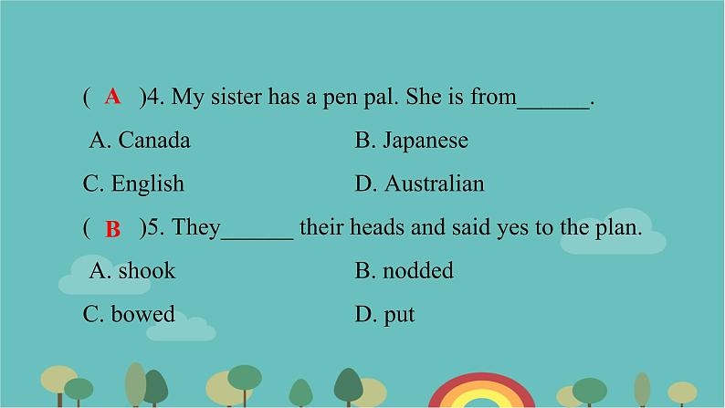 外研版英语七年级下册 Module 11 Body language Unit 1 They touch noses 课后课件(共29张PPT)第5页