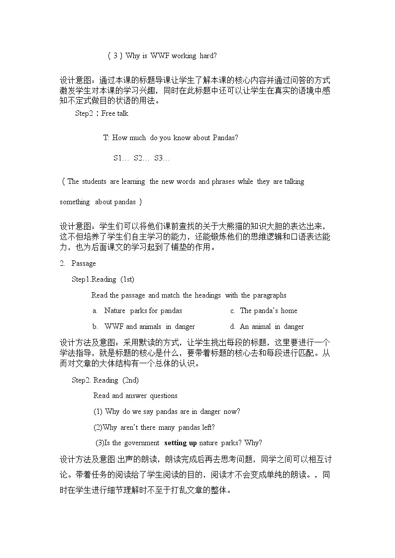 外研版八上：Module 6 Unit2 The WWF is working hard to save them all.教案02