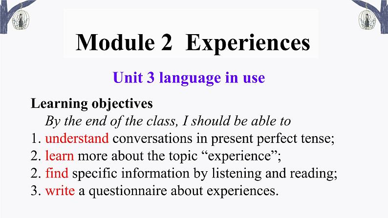 外研版英语八年级下Module 2  Experiences Unit 3  Language in use课件（13张PPT无素材）第1页