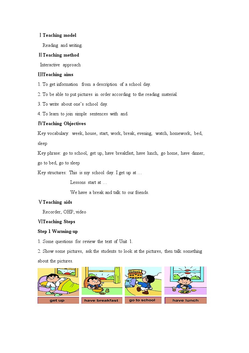 外研版七上：Module 5 unit2 We start work at nine o 'clock.教案第2页