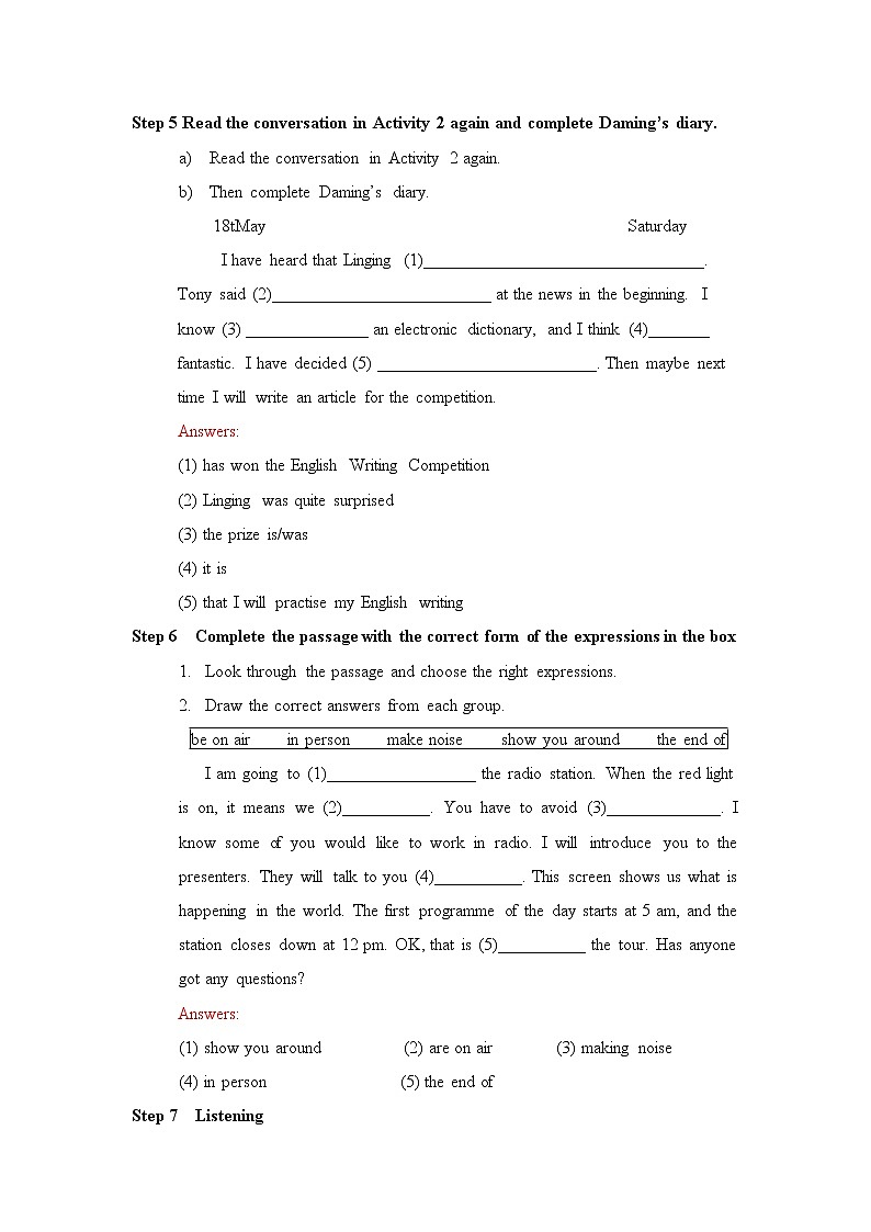 Module 10 On the radio Unit 3 Language in use教案03