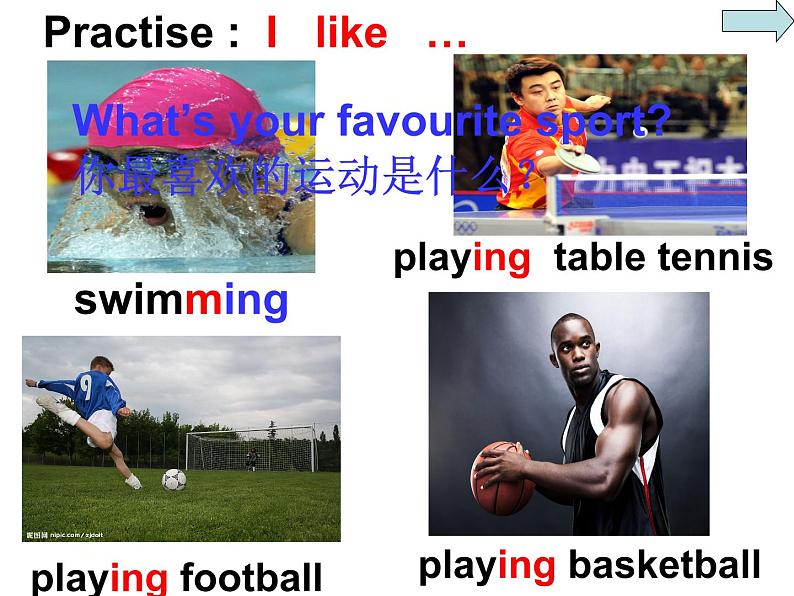 Starter Module 4 My everyday lifeUnit 3 What 's your favourite sport？课件缺少素材第7页