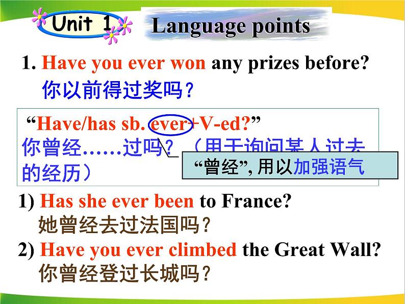 Module 2 Experiences 全模块 Language points.课件（15张PPT）02