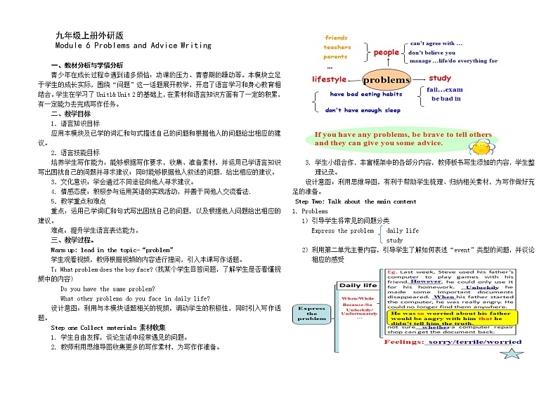 Module 6 Problems Unit 3 Language in use.writing 教案01