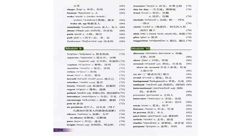 八年级下册外研版英语Module1-Module4课文 单词图片课件(共13张PPT)03