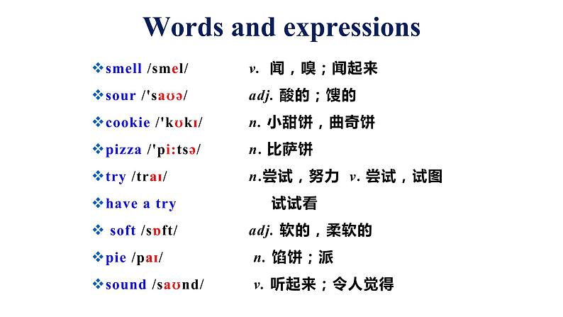 Module1Unit1Itsmellsdelicious同步课件2020-2021学年外研版英语八年级下册第6页