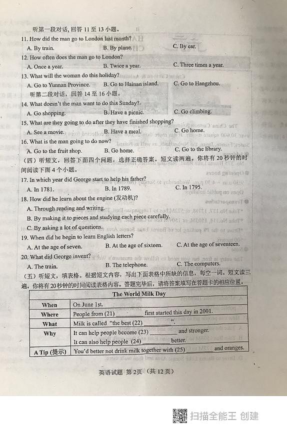山东省泰安市东平县2021-2022学年九年级初中学生学业模拟考试试题英语试题（无听力无答案）02