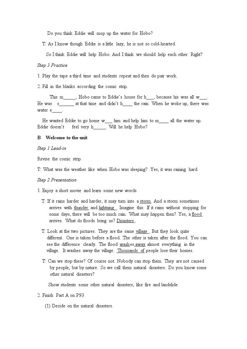 译林八年級英語上冊 Unit 8 Natural disasters 课时1 PPT课件+教案02