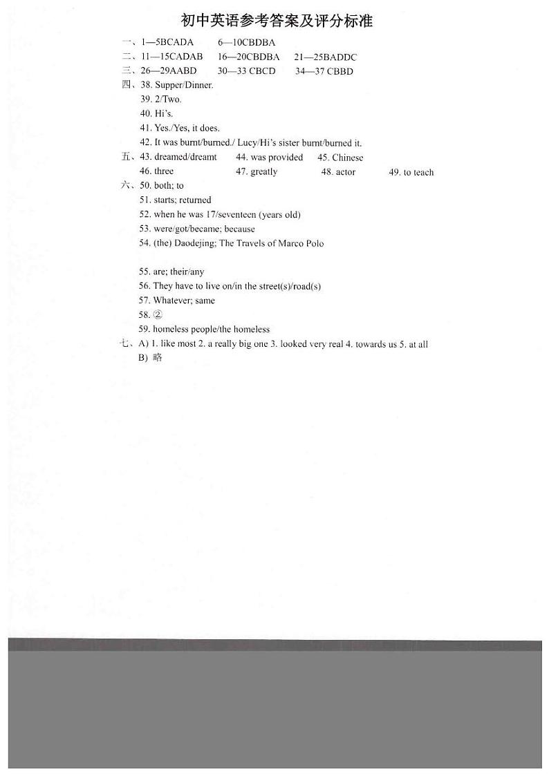 2022年辽宁省沈阳市新民市中考第一次模拟英语（答案）第1页