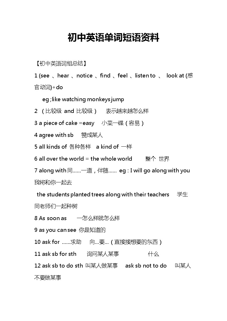 初中英语复习资料大全第1页