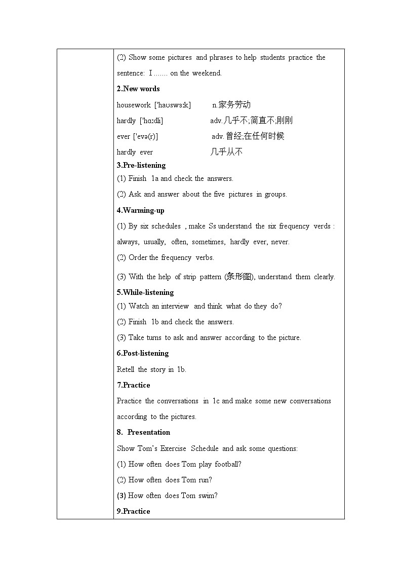 Unit2  How often do you exercise？ SectionA 1a-2d 课件+教案+练习02