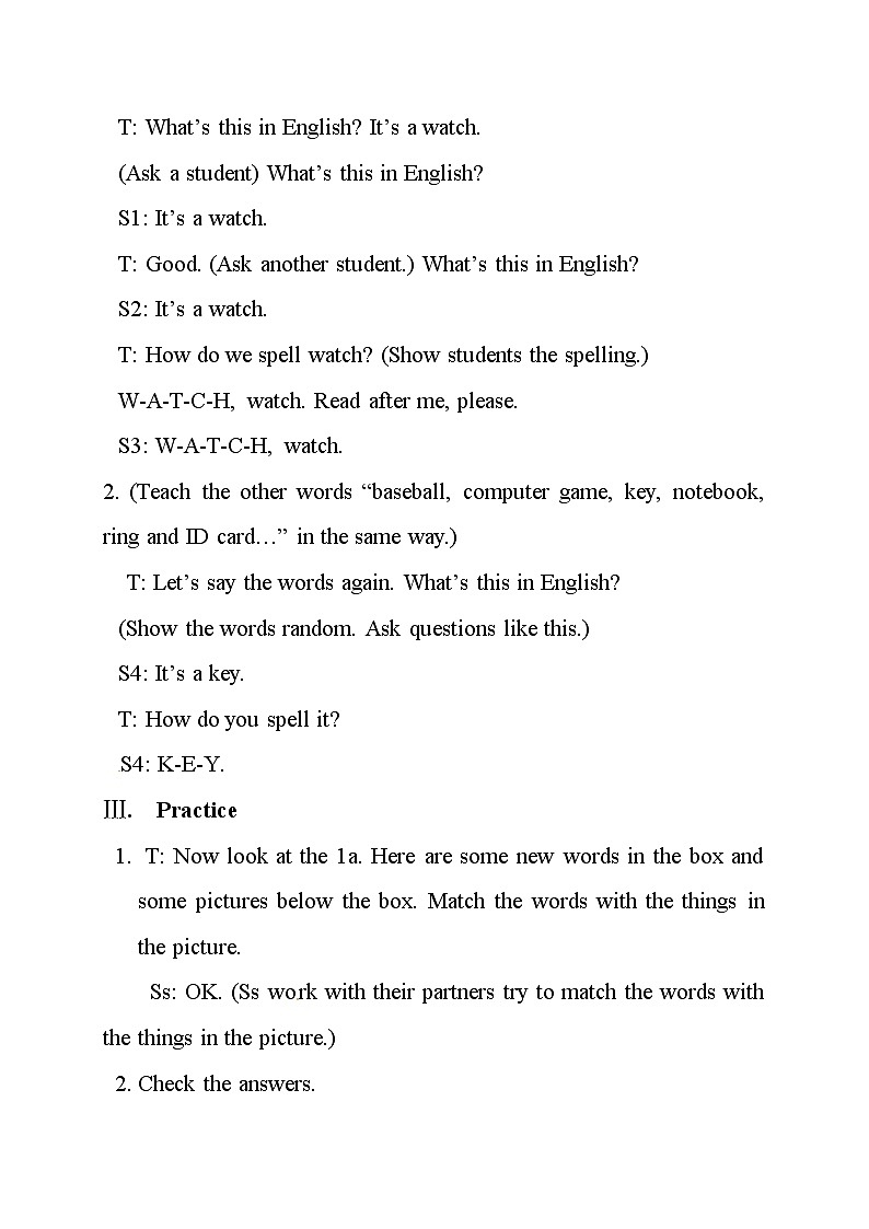 七年级上册英语教案：Unit 3 Is this your pencil Section B 1(1a-2c)第3页