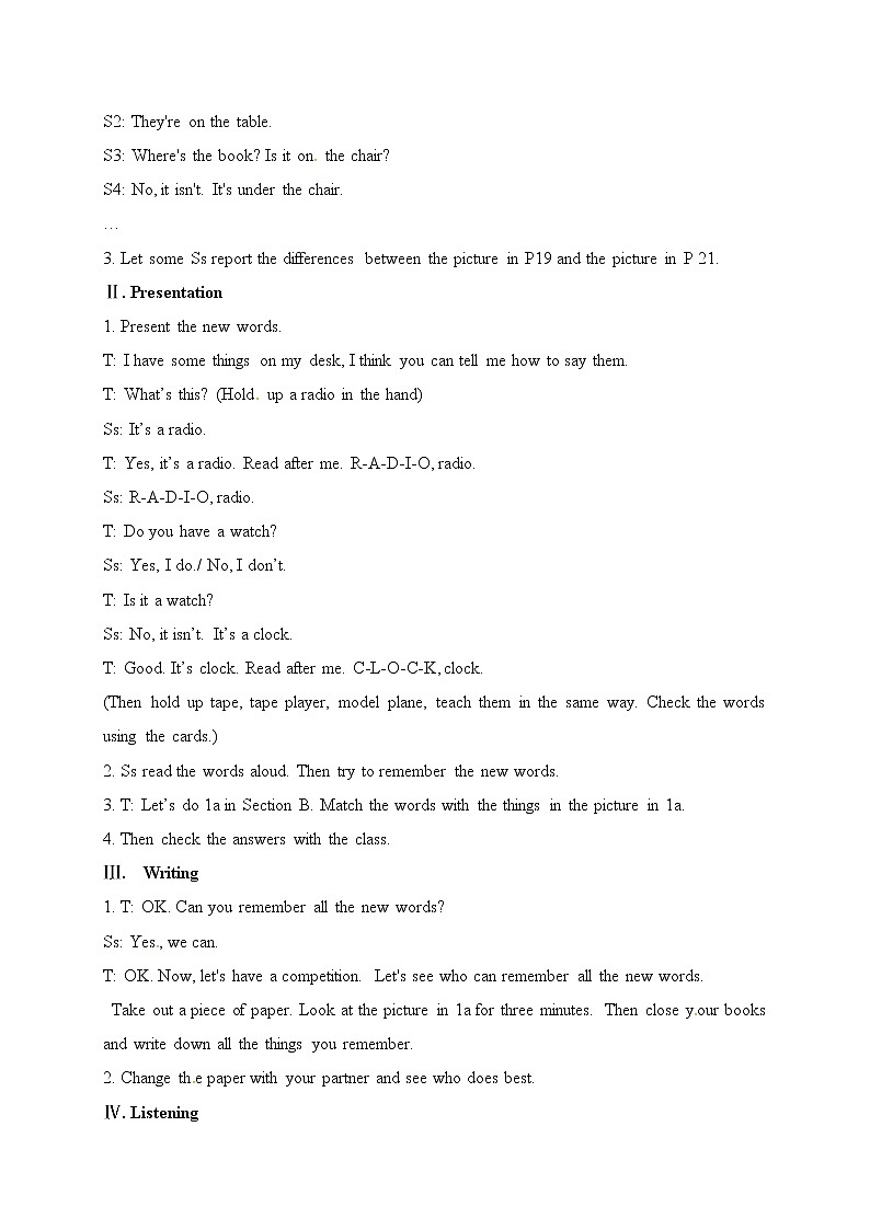 人教版七年级上册英语教案：Unit 4 Where is my schoolbag Section B 1第2页