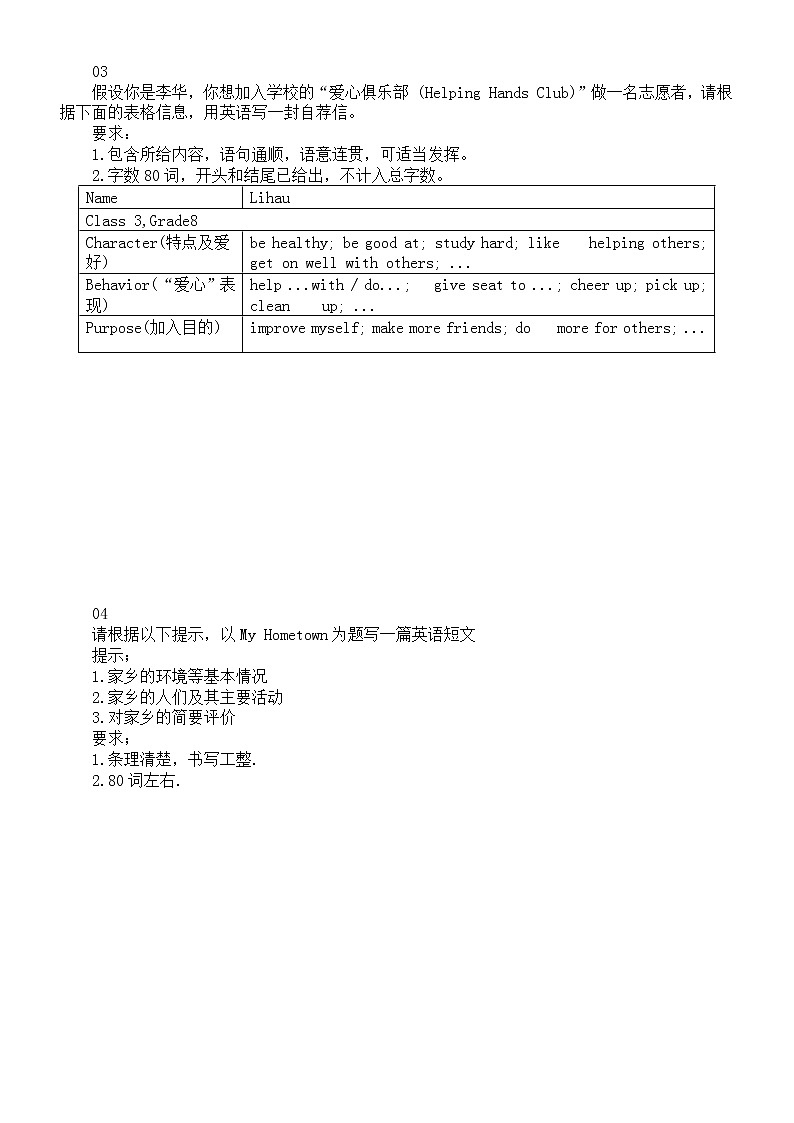 初中英语八年级下册期末作文押题练习（共五篇，附参考范文）02