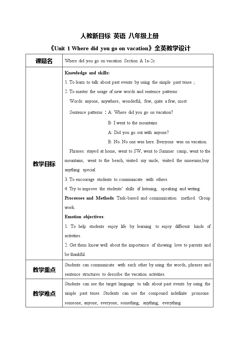 人教新目标八上英语unit 1 Section A1a-2c 课件+全英教案+素材01