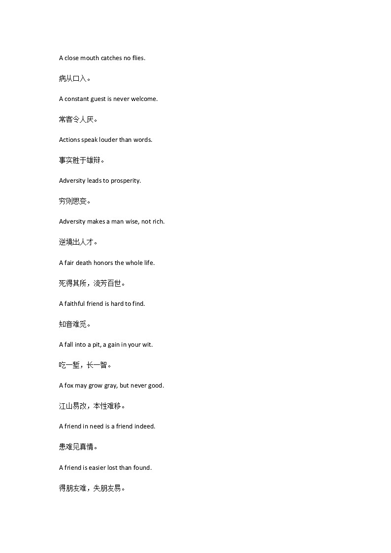 中考英语写作的500条英文谚语第2页