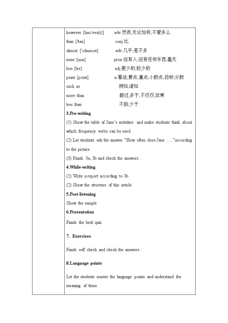 Unit 2 How often do you exercise？Section B 3a-self check 课件+教案+练习02