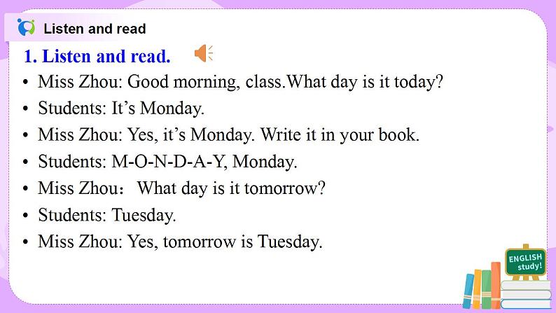 Starter Module4 Unit1 What day is it today 课件 PPT+教案05
