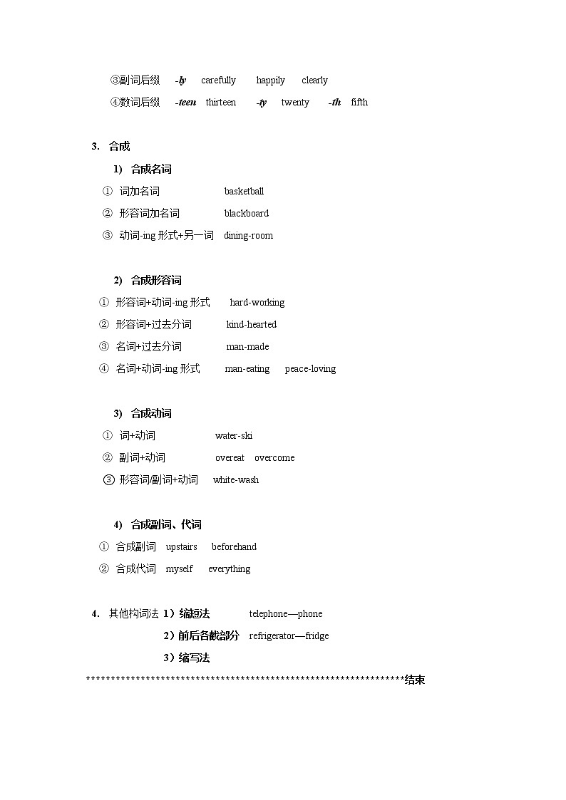 初中英语语法第1集 名师讲解+中考真题欣赏+配套练习题  构词法 名词 冠词03