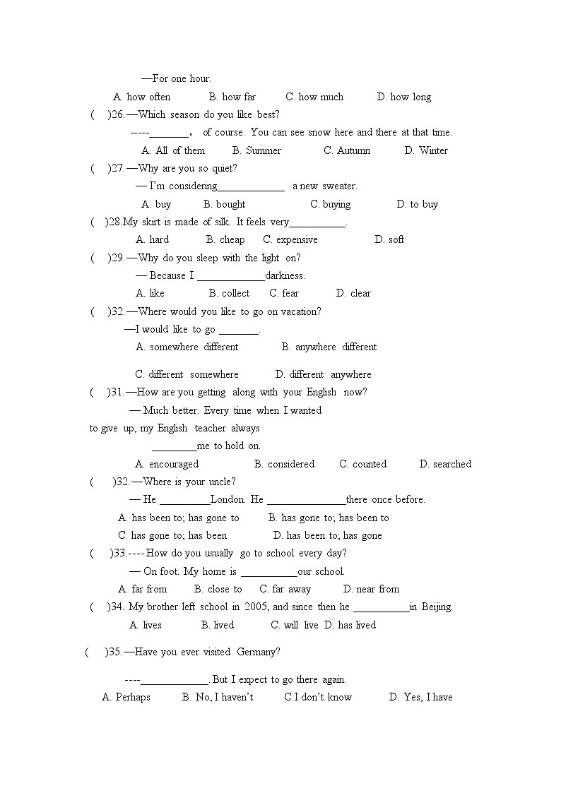 2020-2021学年宁夏回族自治区银川市兴庆区宁夏大学附属中学九上月考英语试卷（无听力音频，无答案，无听力原文）第3页