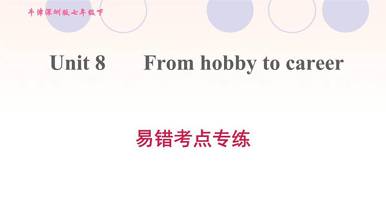 牛津深圳版七年级英语下册module4 colourful life unit8 from hobby to career易错考点专练习题课件01