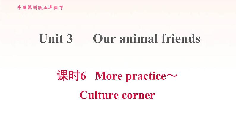 牛津深圳版七年级英语下册module2 man's best friends unit3 our animal friends课时6morepractice_culturecorner习题课件01