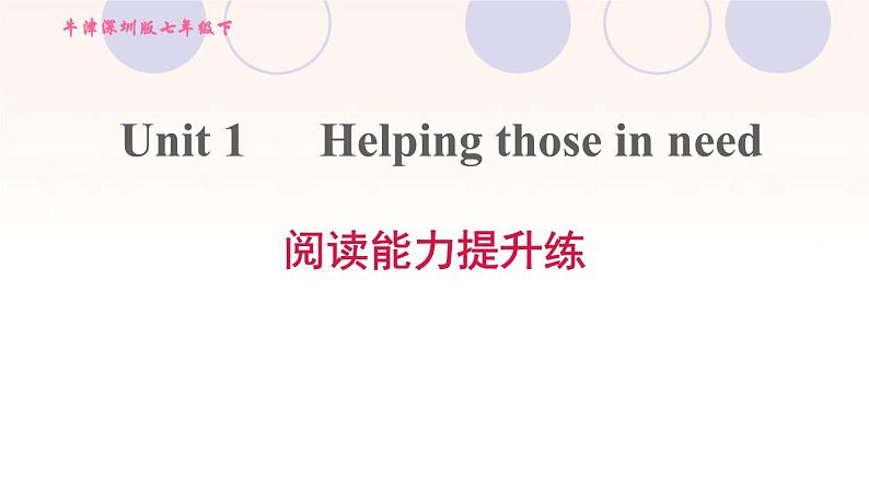 牛津深圳版七年级英语下册module1 people and places unit1 helping those in need阅读能力提升练习题课件第1页