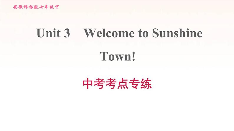 安徽专用牛津译林版七年级英语下册unit3 welcome to sun shine town中考考点专练课件01