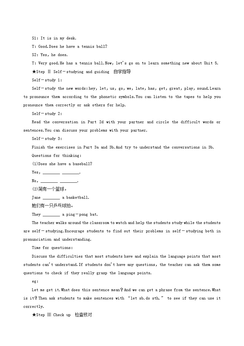 人教版七年级英语上册unit 5 do you have a soccerball period2 sectiona（2a-3c）教案02