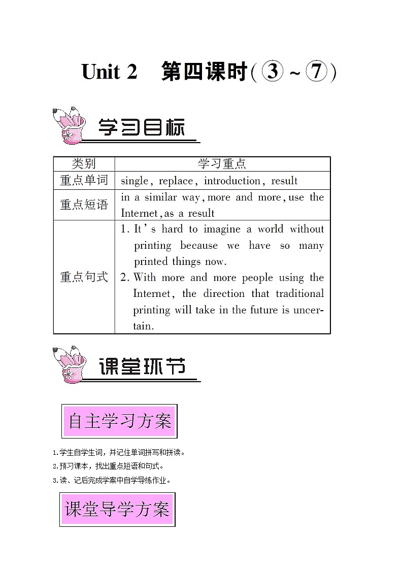 外研版九年级英语上册module9 great inventions unit2 will books be replaced by the internet第4课时教案第1页