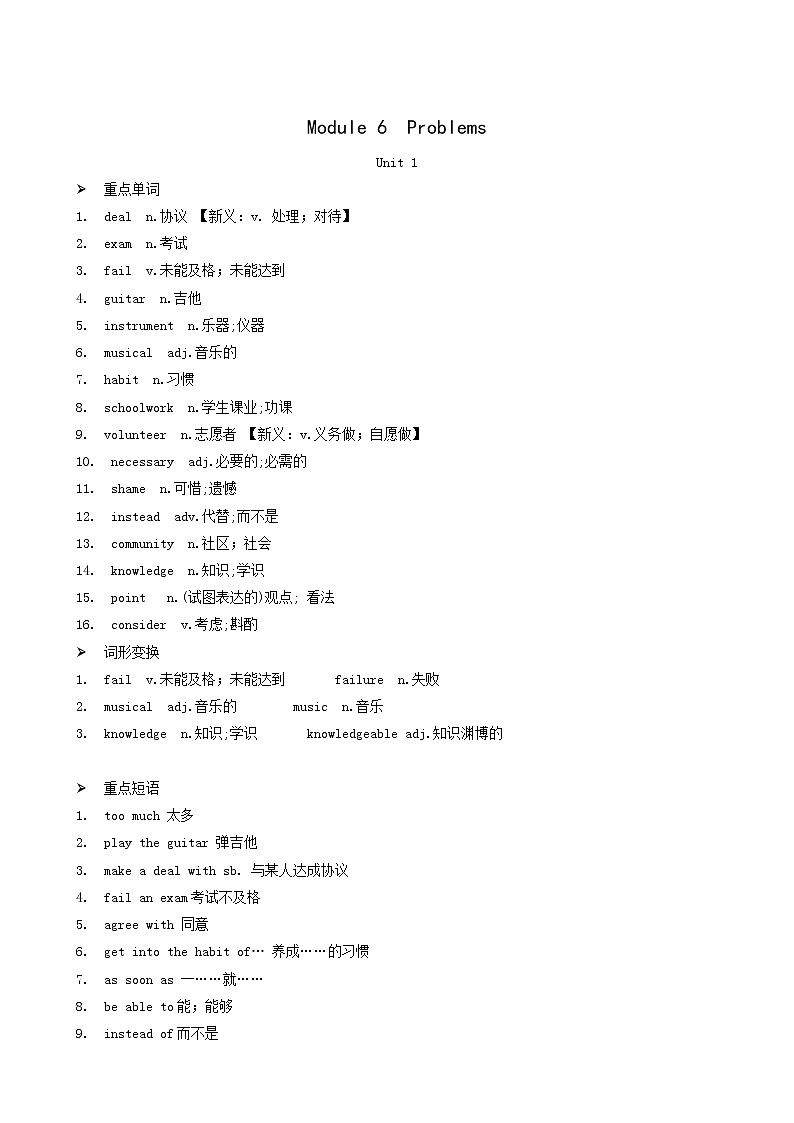 外研版九年级英语上册module6 problems unit1 if i start after dinneri'll finishit befor eigo to bed早读手册知识点01