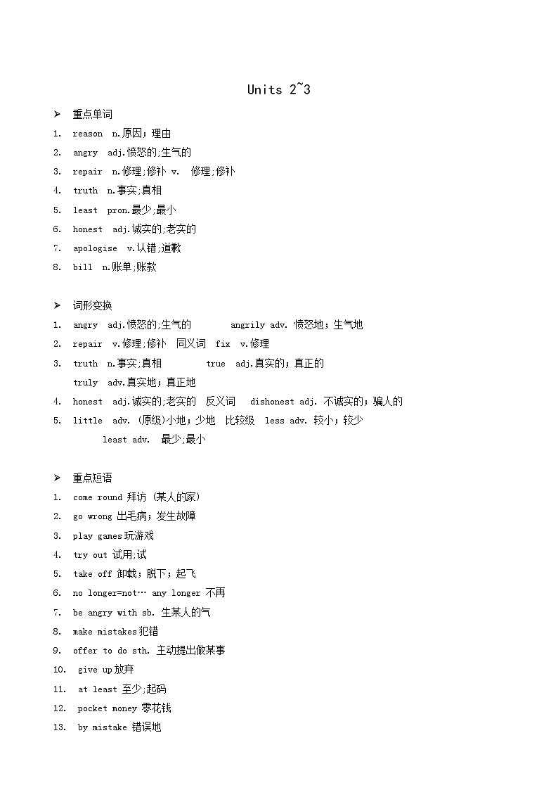 外研版九年级英语上册module6 problems units2-3早读手册知识点01