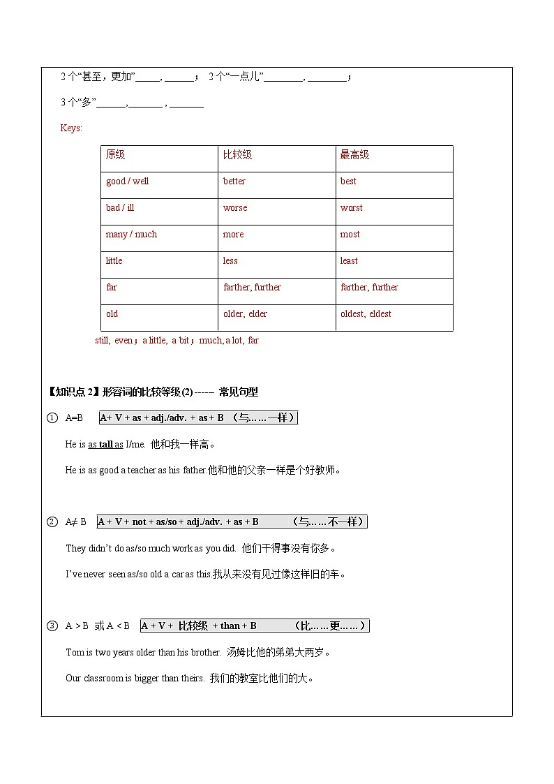 牛津译林版八年级上学期期末复习Unit1-Unit2语法辅导教案+学案03
