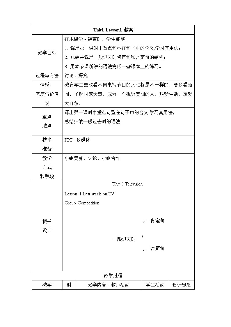 北师大8上英语Unit1_Lesson1 教案第1页