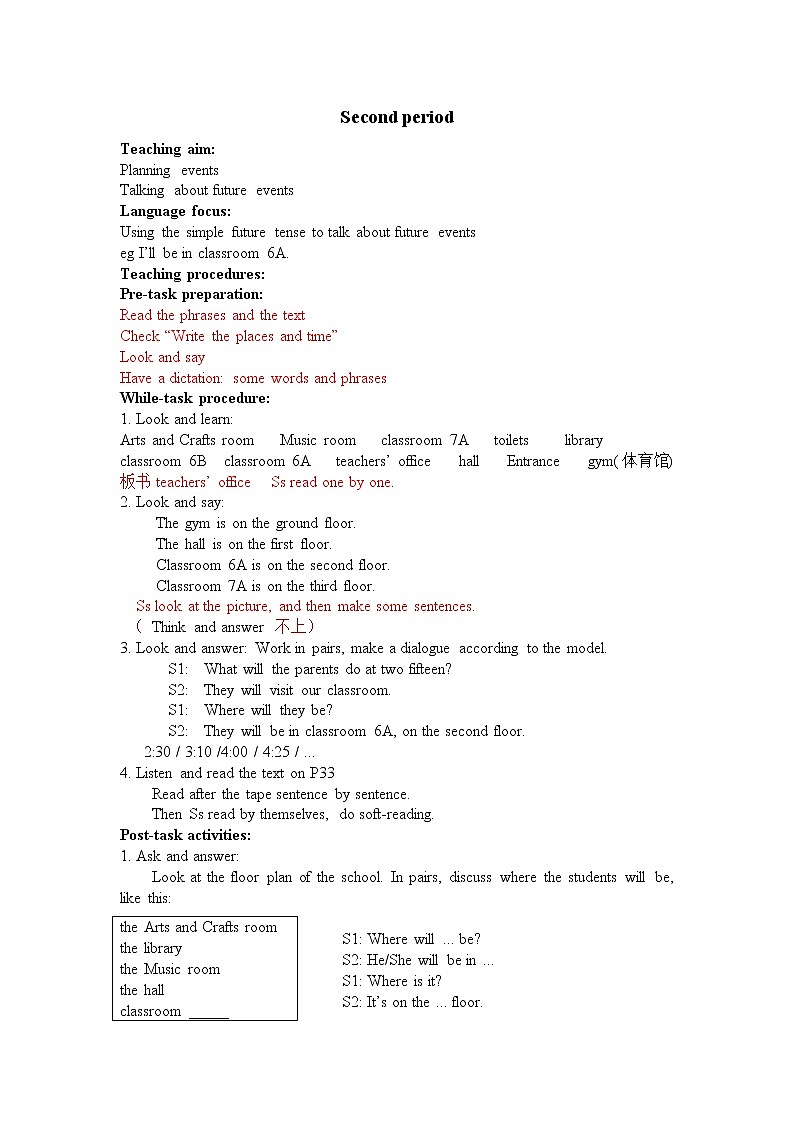 牛津英语上海版六年级第一学期 6A Unit 5教案 第2课时第1页