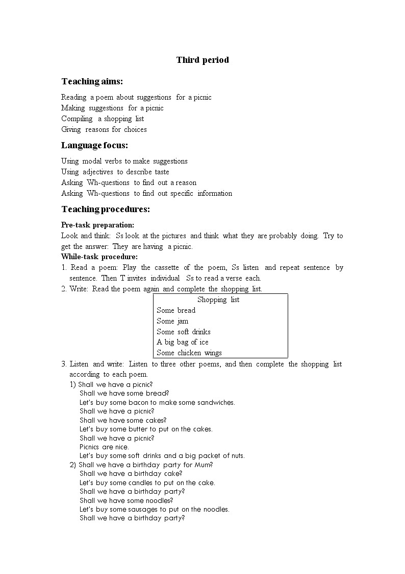 牛津英语上海版六年级第一学期 6A Unit 9教案 第3课时第1页