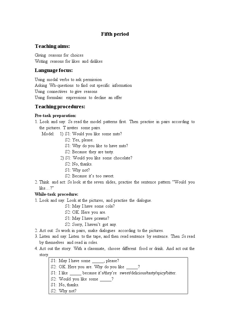 牛津英语上海版六年级第一学期 6A Unit 9教案 第5课时01