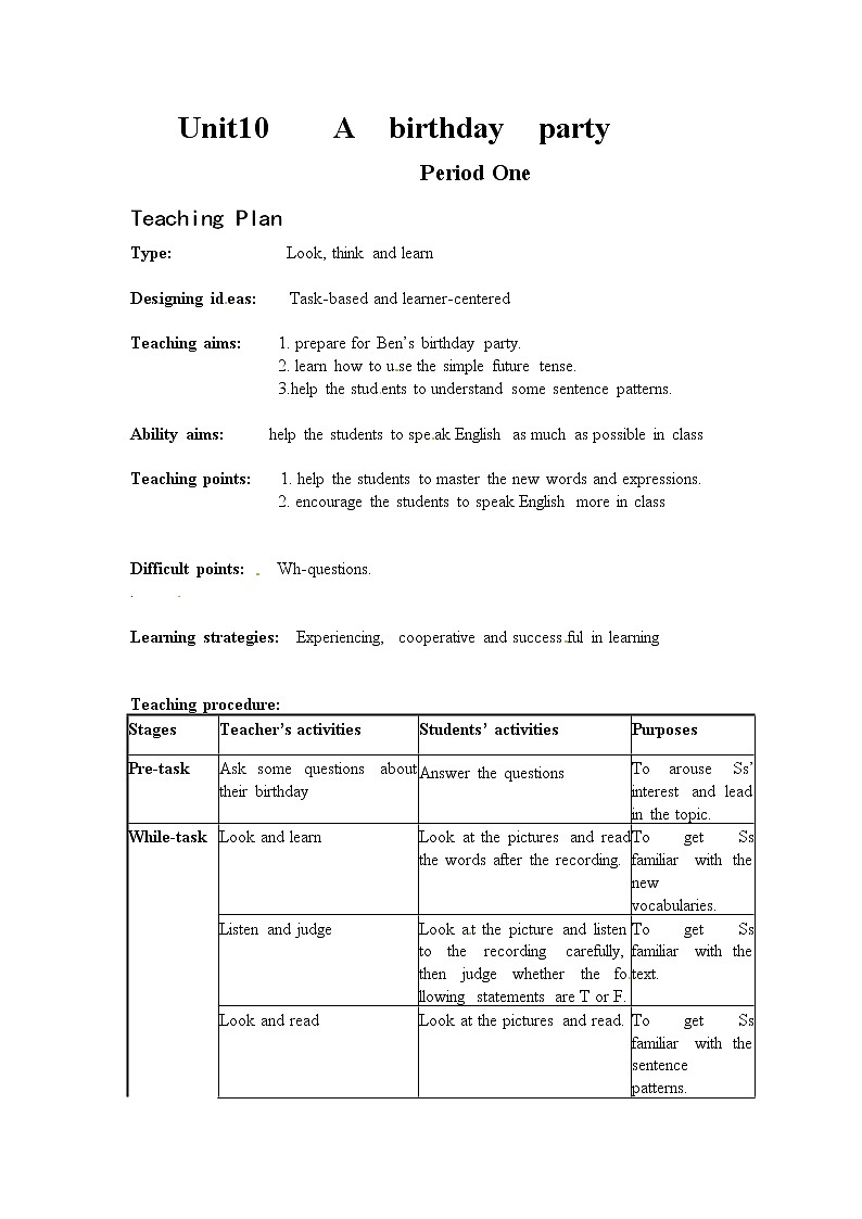 牛津上海版七年级上英语 unit10教案 第1课时01