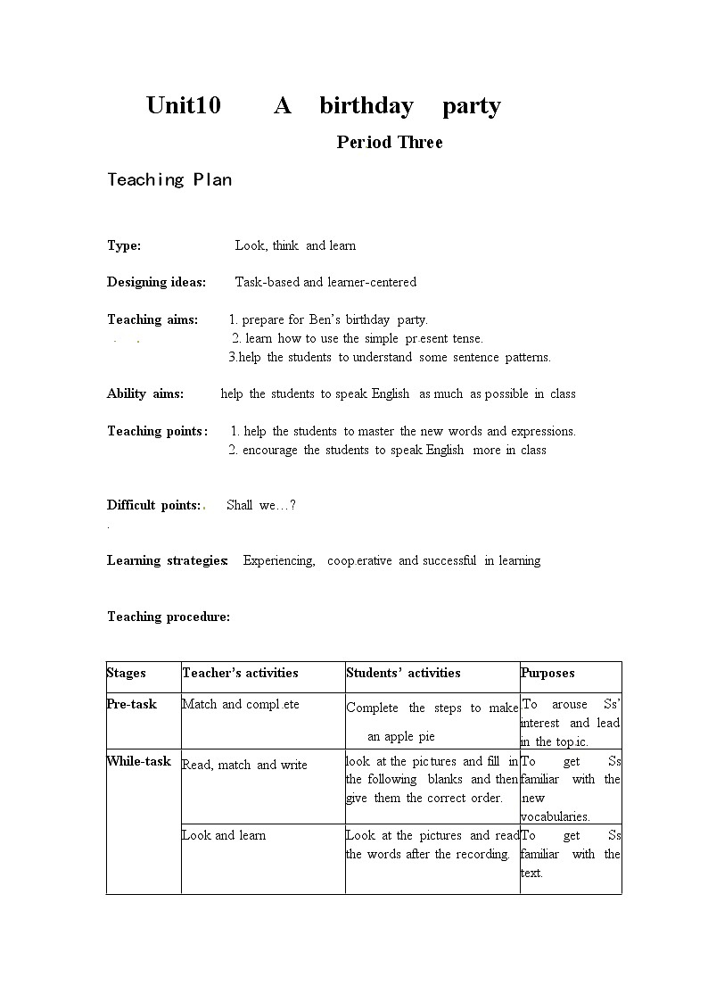 牛津上海版七年级上英语 unit10教案 第3课时01