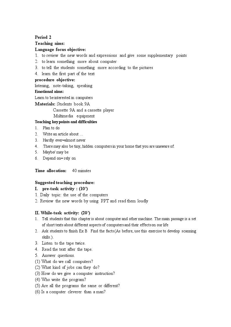 牛津上海版九年级上Unit4同步教案03