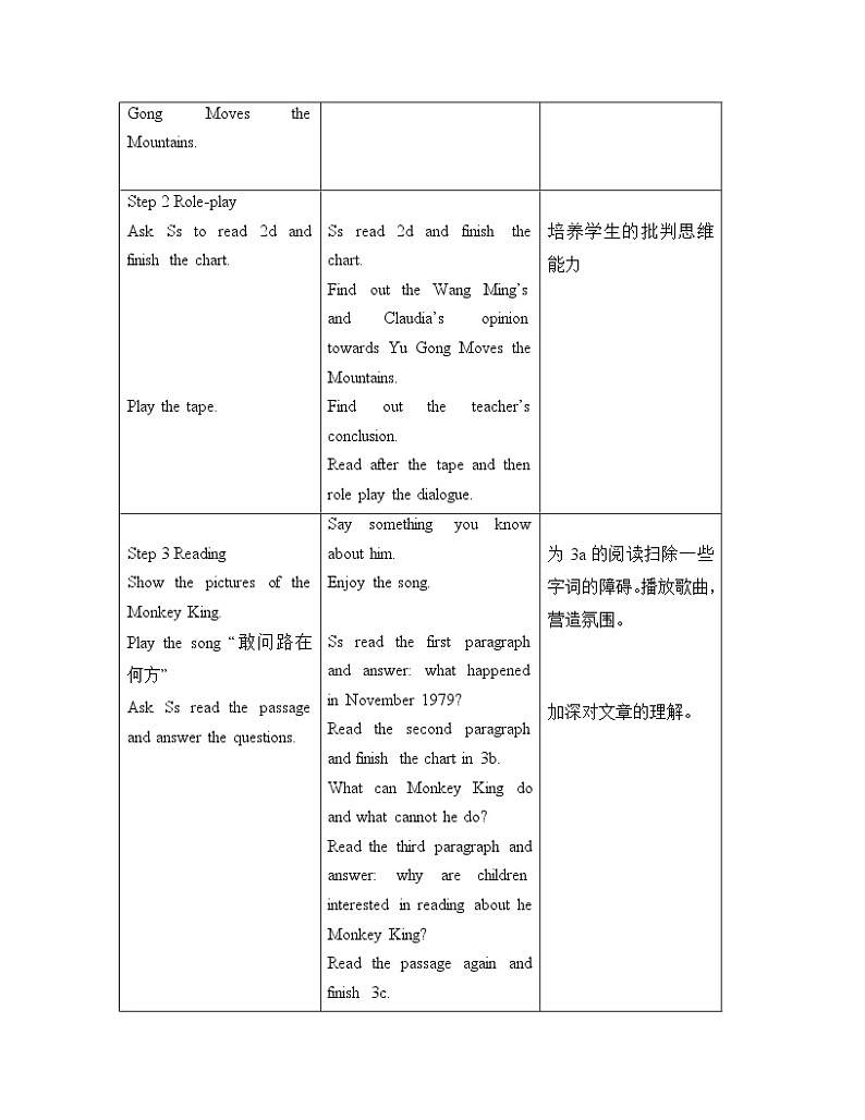 鲁教版五四制8上英语Unit4_Section A 2d-3cPeriod2参考教案02