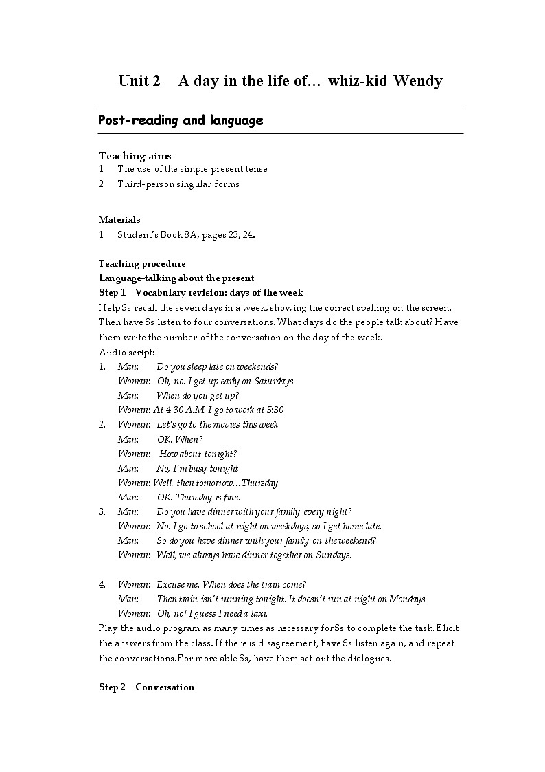 上海版牛津英语八年级上 Unit 2 教案 第3课时01