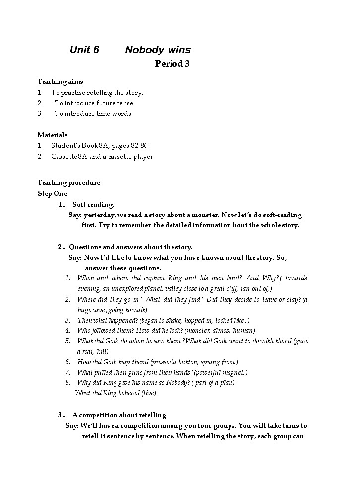 上海版牛津英语八年级上 Unit 6教案 第3课时01