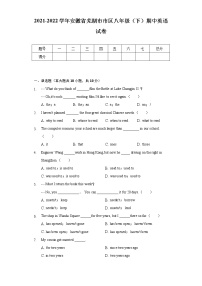 2021-2022学年安徽省芜湖市市区八年级（下）期中英语试卷（含解析）