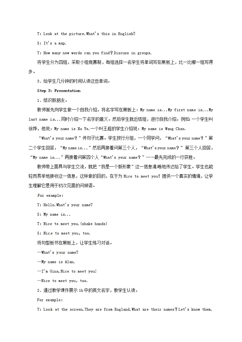 七年级英语上册 Unit 1 My name’s Gina Period 1（Section A 1a-1c）教案 （新版）人教新目标版(1)02