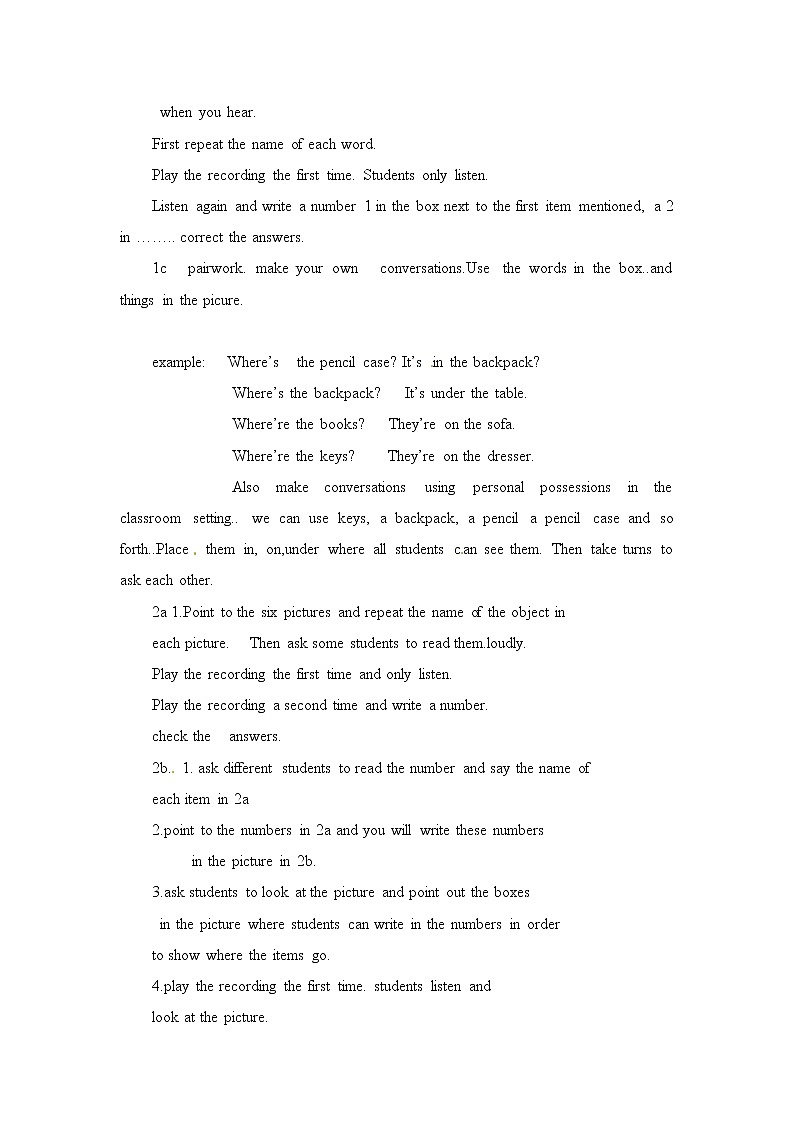 【新人教版英语】七年级上册导学案：Unit 4  Where’s my backpack（SectionA-B，4课时）02