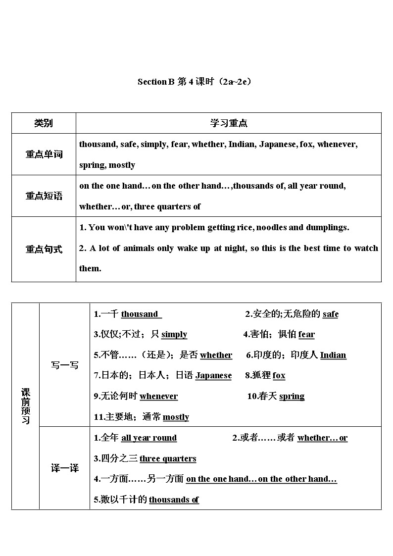 2022年人教新目标版八年级下册 Unit9 Have you ever been to a museum  Section B第4课时（2a~2e）教案第1页