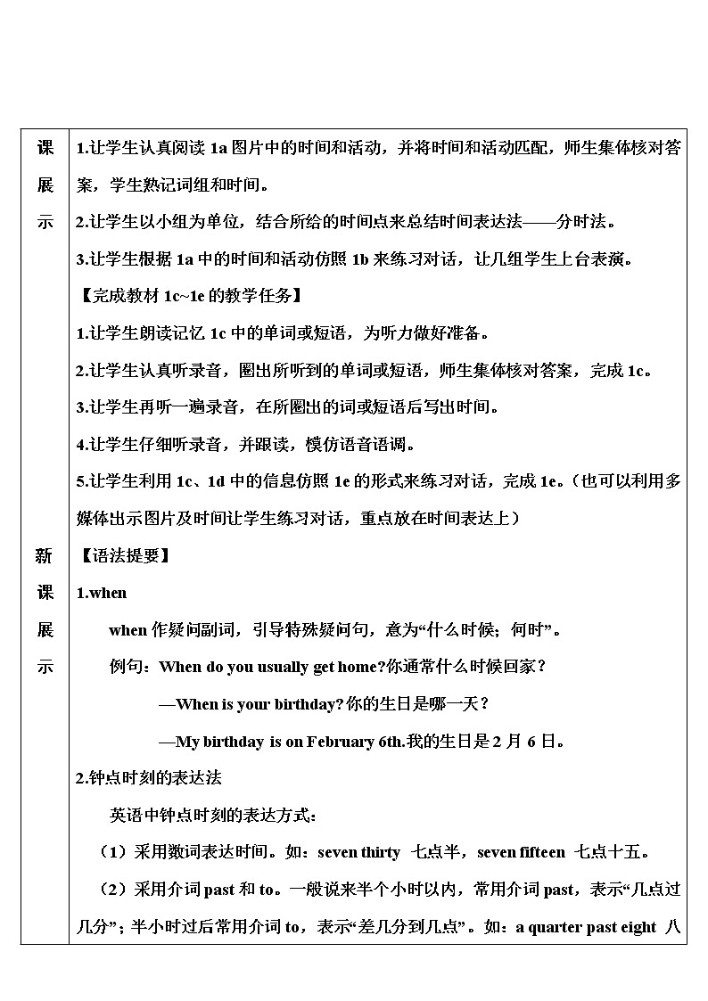 人教新目标版七年级下册英语  unit 2    Section B第3课时（1a~1e）教案02